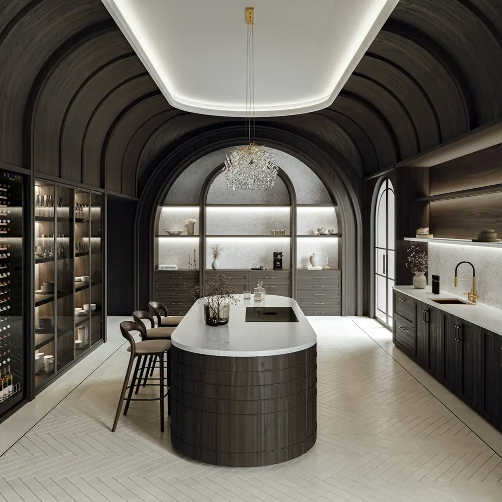 Realizacja z płyty Silestone® Riviere Rose